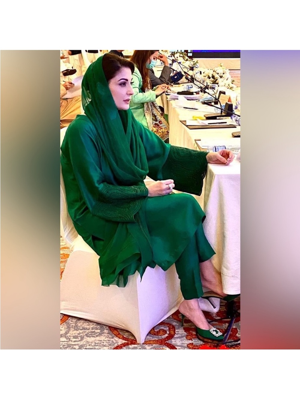 Pakistani clothes- Green Raw Silk outfit